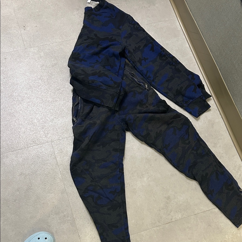 Sandro Blue and Black Camouflage Sweater